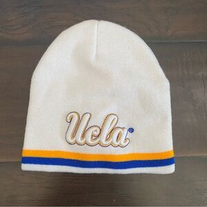 UCLA embroidered logo white beanie women’s size fits M & S